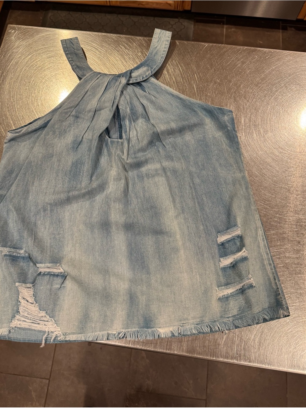 Mazik Light Blue Denim Halter Tank Top